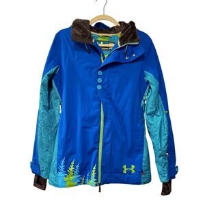 NEW! Under Armour S Ski/Snowboard MTN Jacket $199 Brimmed Hood Bright Blue